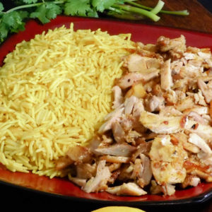 epic pita chicken shawarma rice garlic grilled plate rice potatoes vegetables halal healthy salad